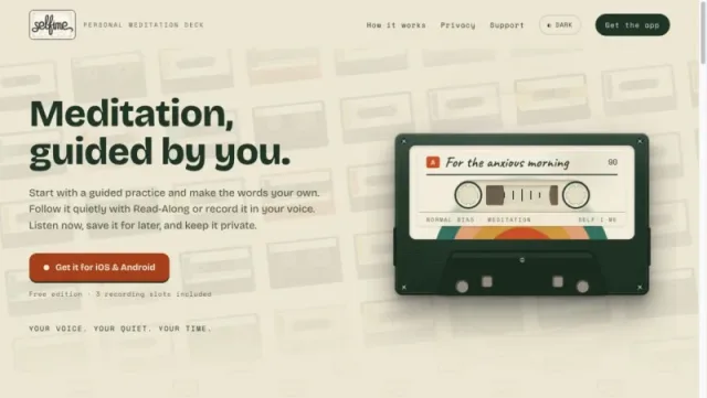 Selfime homepage showing its guided meditation deck